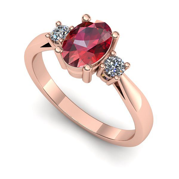 Inel din aur roz cu rubin