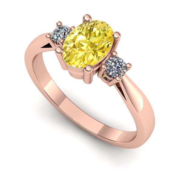 Inel logodna din aur roz cu safir galben