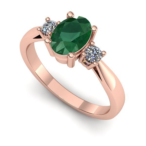 Inel logodna din aur roz cu smarald