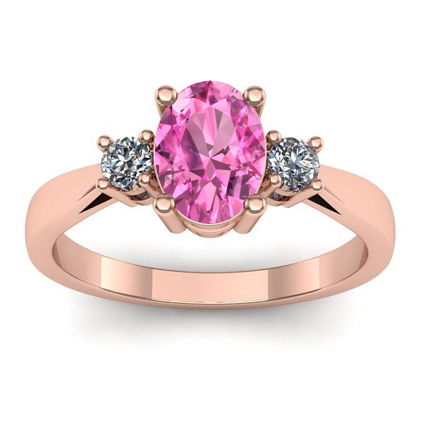 Inel logodna cu safir roz oval