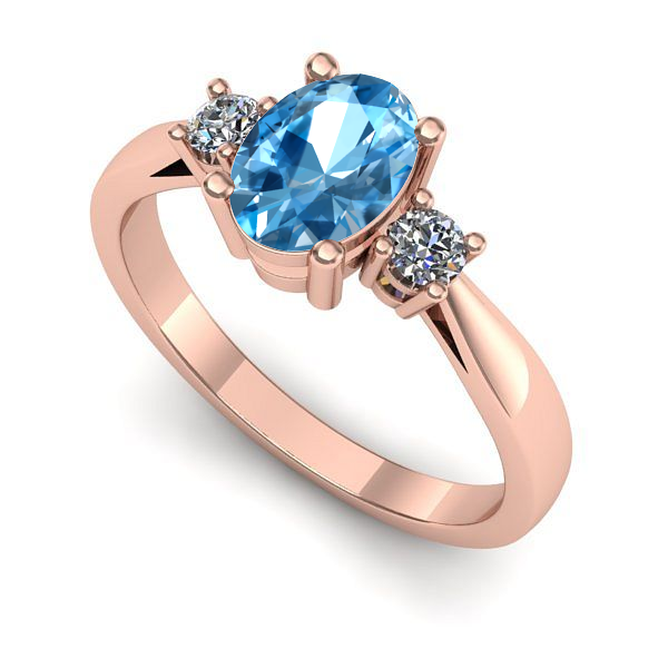 Inel din aur roz cu topaz blue