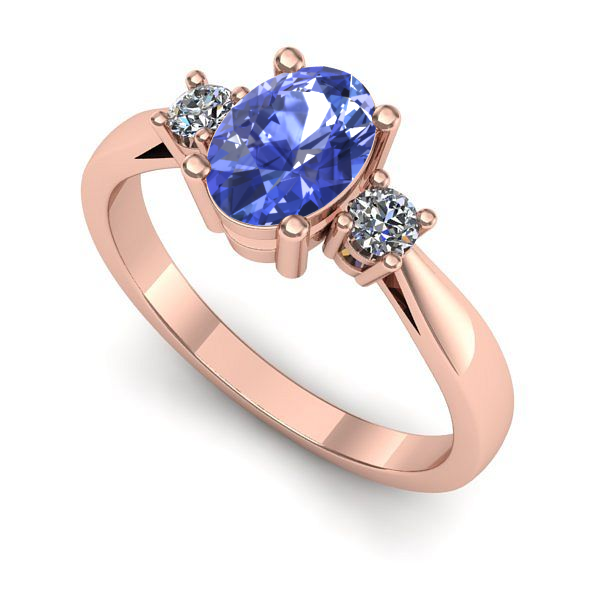 Inel din aur roz cu tanzanit