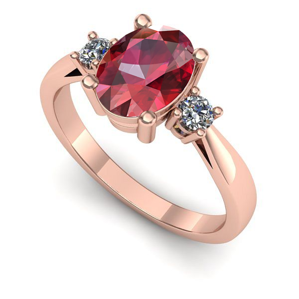 Inel de logodna din aur roz cu rubin