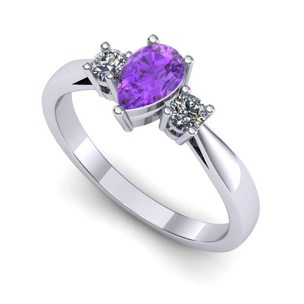 Inel de logodna din aur alb cu ametist