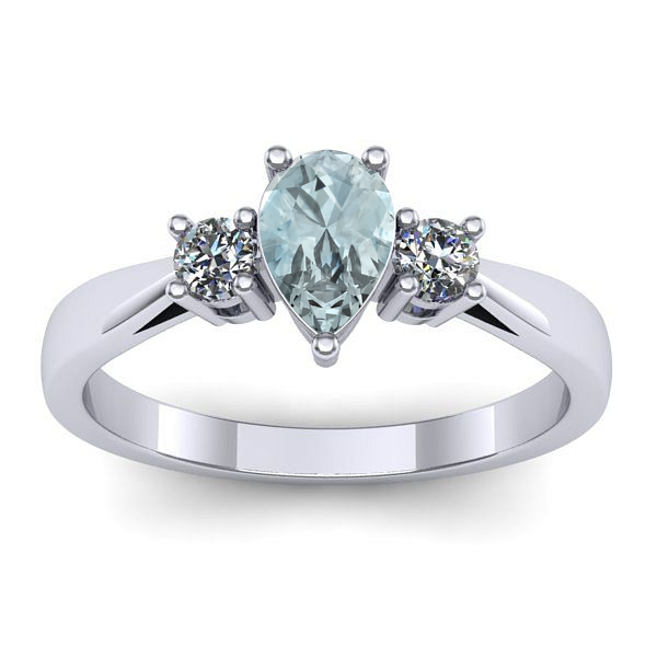 Inel logodna cu aquamarin lacrima