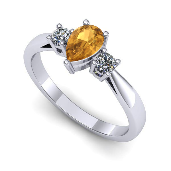 Inel logodna din aur alb cu citrin
