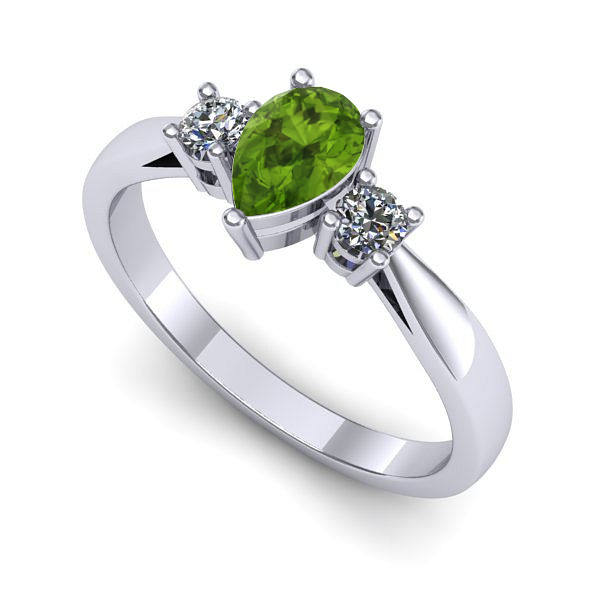 Inel logodna din aur alb cu peridot