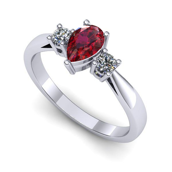 Inel logodna din aur alb cu rubin