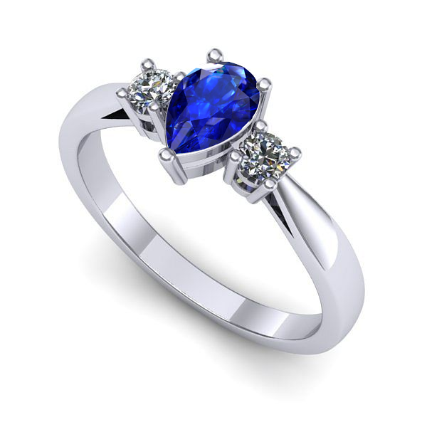 Inel din aur alb cu safir