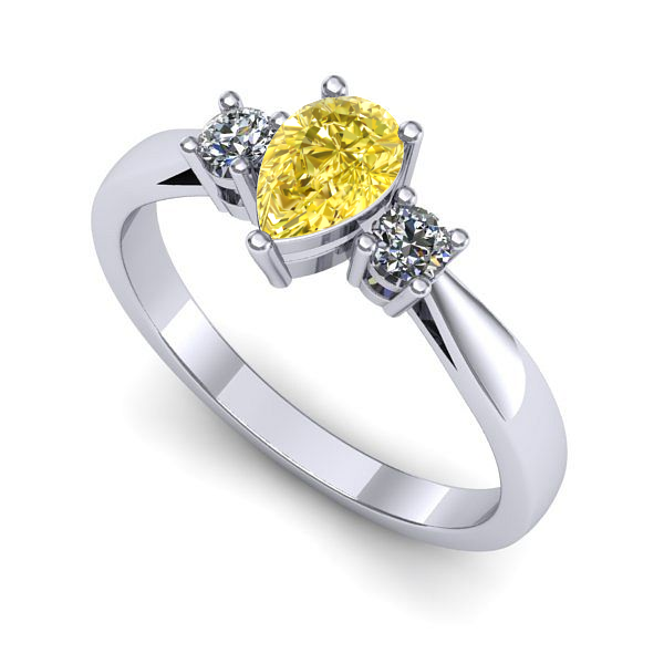 Inel de logodna din aur alb cu safir galben