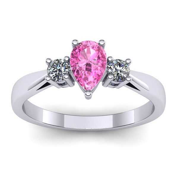 Inel logodna cu safir roz lacrima