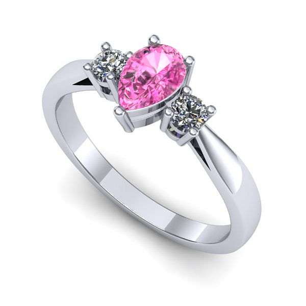 Inel din aur alb cu safir roz