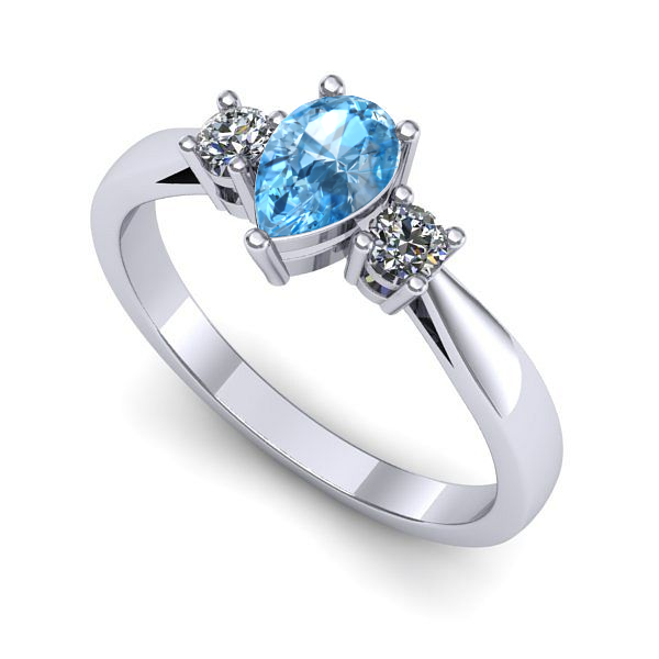 Inel din aur alb cu topaz blue