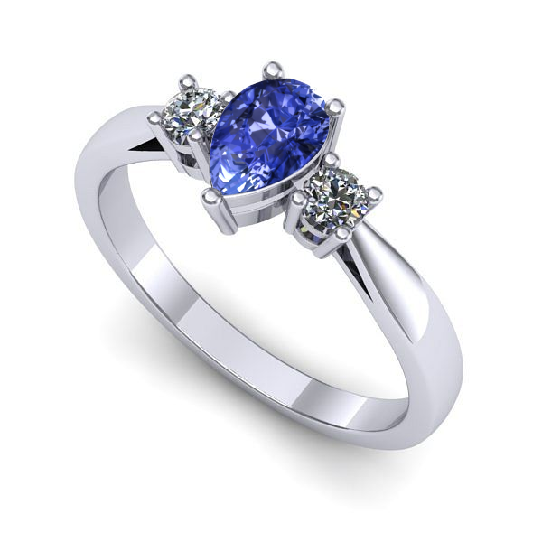 Inel logodna din aur alb cu tanzanit