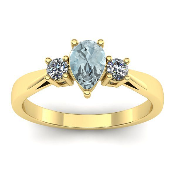 Inel logodna cu aquamarin lacrima