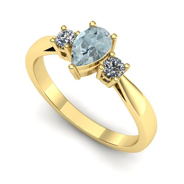 Inel din aur galben cu aquamarin
