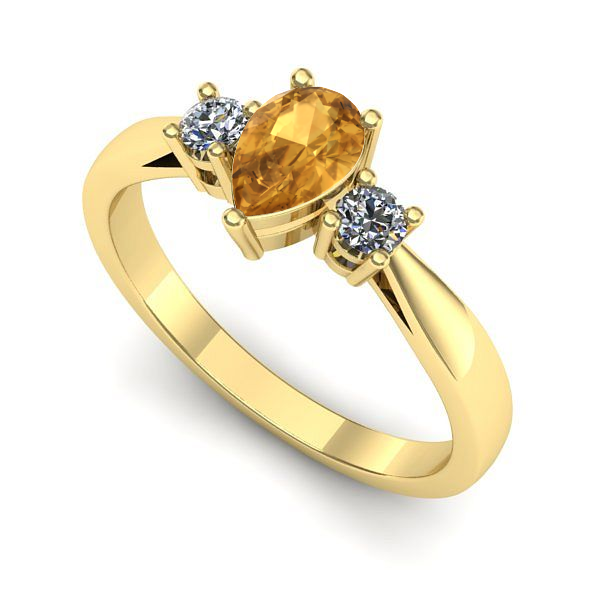 Inel din aur galben cu citrin