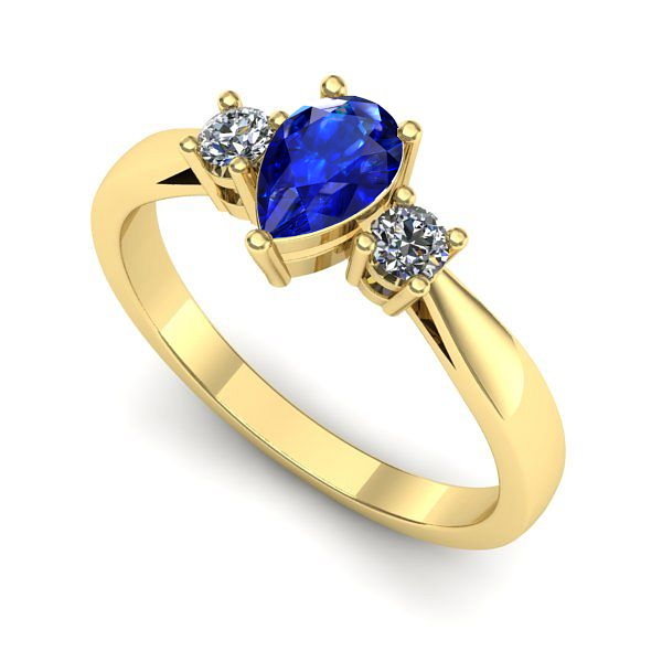 Inel logodna din aur galben cu safir