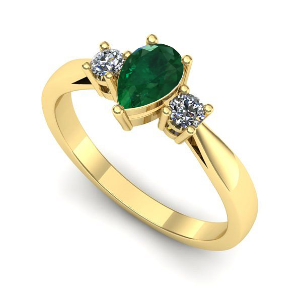 Inel logodna din aur galben cu smarald