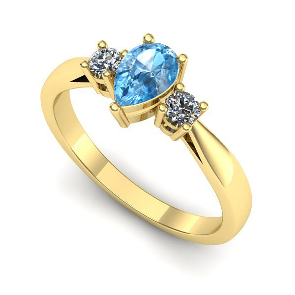 Inel de logodna din aur galben cu topaz blue