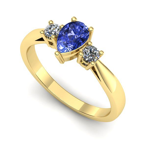 Inel logodna din aur galben cu tanzanit