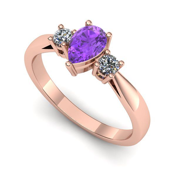 Inel din aur roz cu ametist