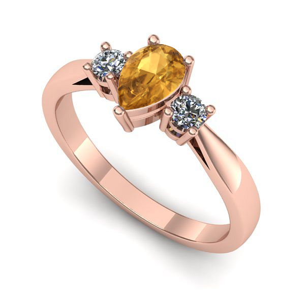 Inel logodna din aur roz cu citrin