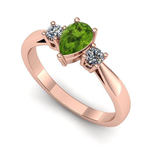 Inel logodna din aur roz cu peridot
