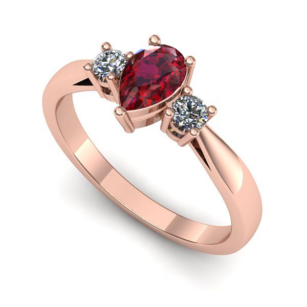 Inel de logodna din aur roz cu rubin