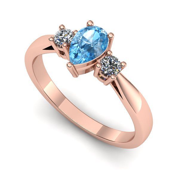 Inel de logodna din aur roz cu topaz blue