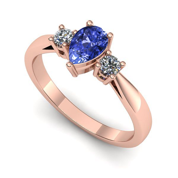 Inel logodna din aur roz cu tanzanit