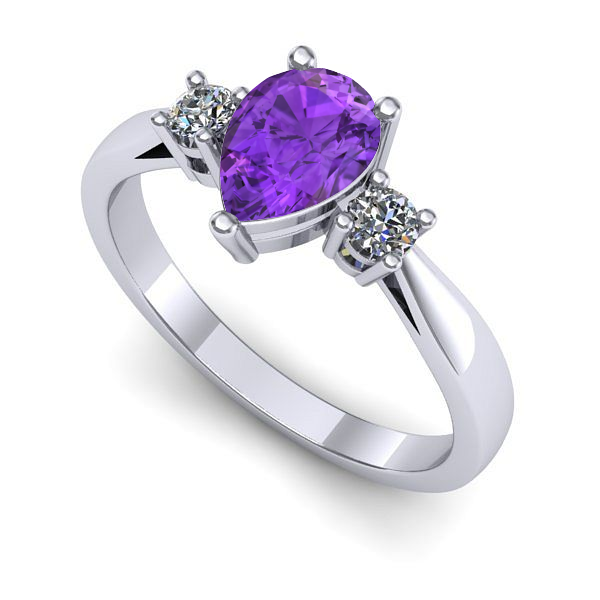 Inel logodna din aur alb cu ametist