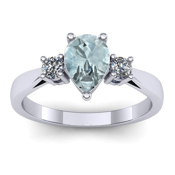 Inel de logodna cu aquamarin lacrima