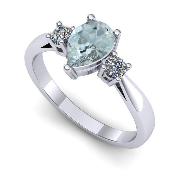 Inel din aur alb cu aquamarin