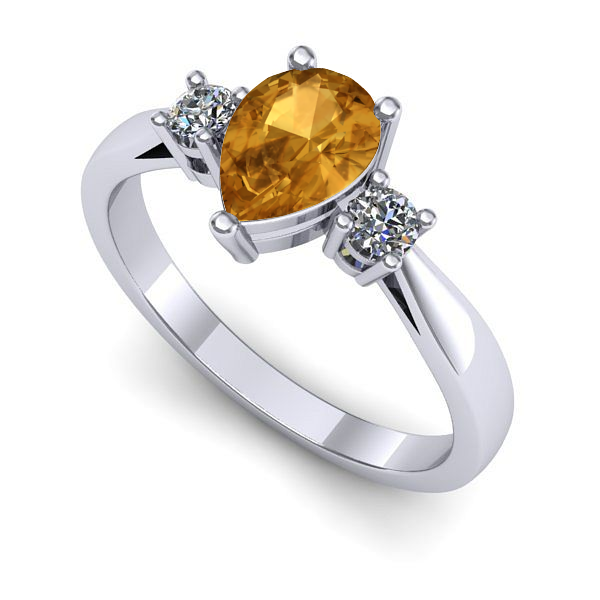 Inel din aur alb cu citrin