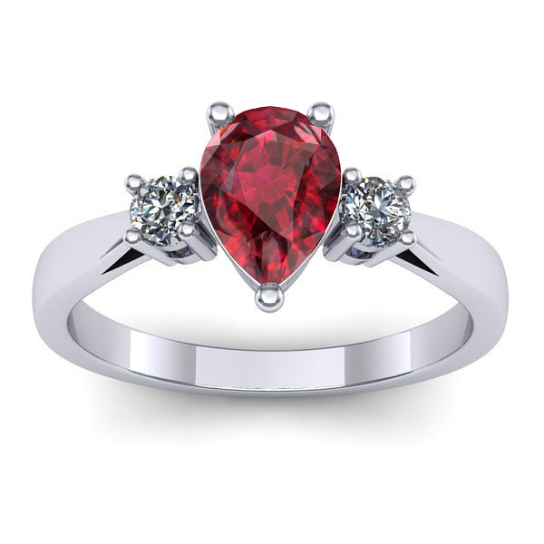 Inel logodna cu rubin lacrima