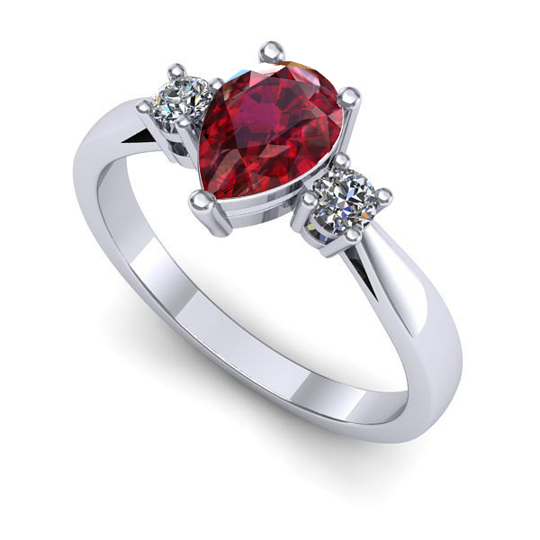 Inel de logodna din aur alb cu rubin