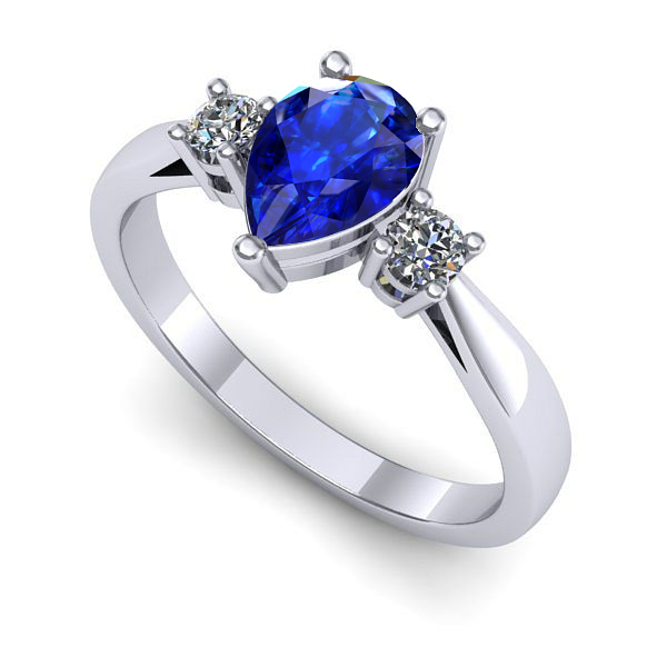 Inel de logodna din aur alb cu safir