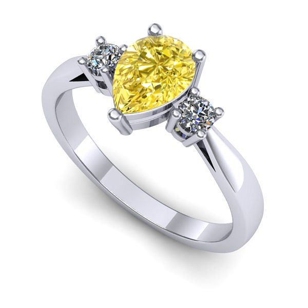 Inel din aur alb cu safir galben