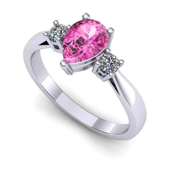 Inel logodna din aur alb cu safir roz