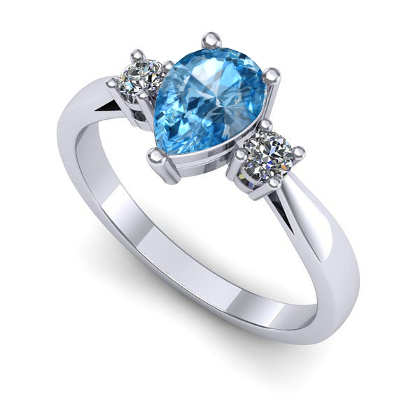 Inel de logodna din aur alb cu topaz blue