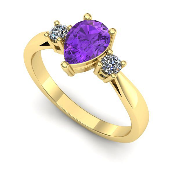 Inel de logodna din aur galben cu ametist