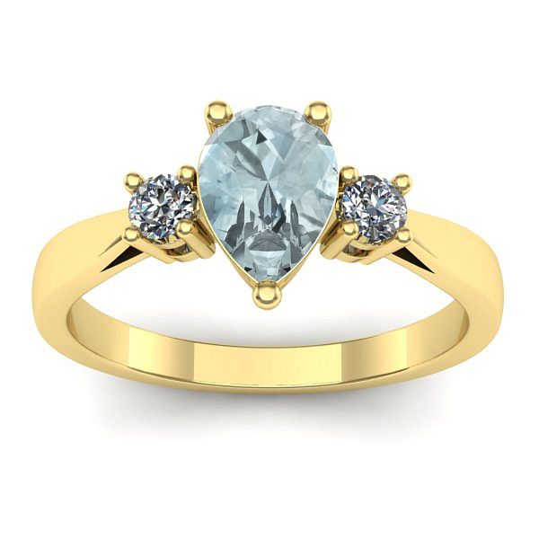 Inel logodna cu aquamarin lacrima