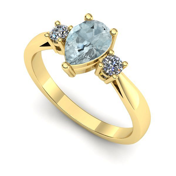 Inel din aur galben cu aquamarin