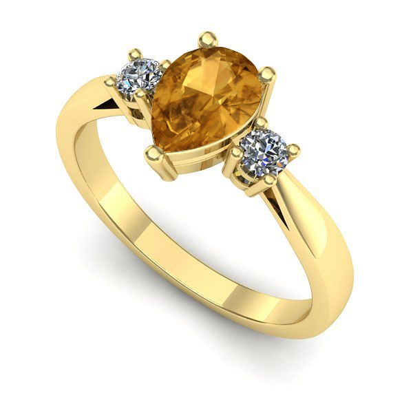 Inel din aur galben cu citrin