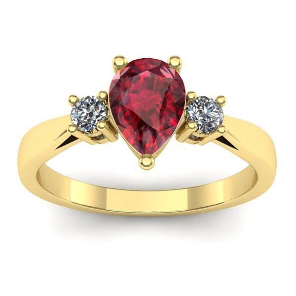 Inel logodna cu rubin lacrima