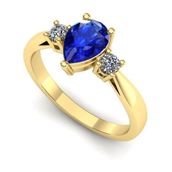 Inel logodna din aur galben cu safir