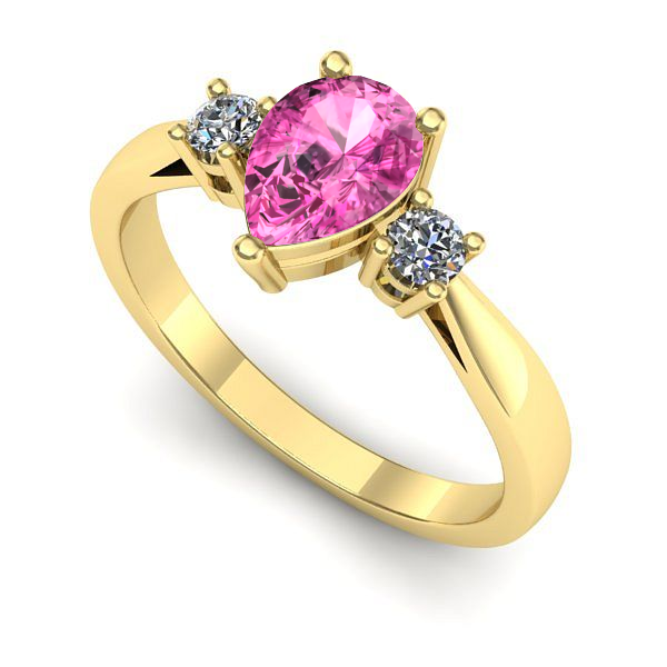 Inel logodna din aur galben cu safir roz