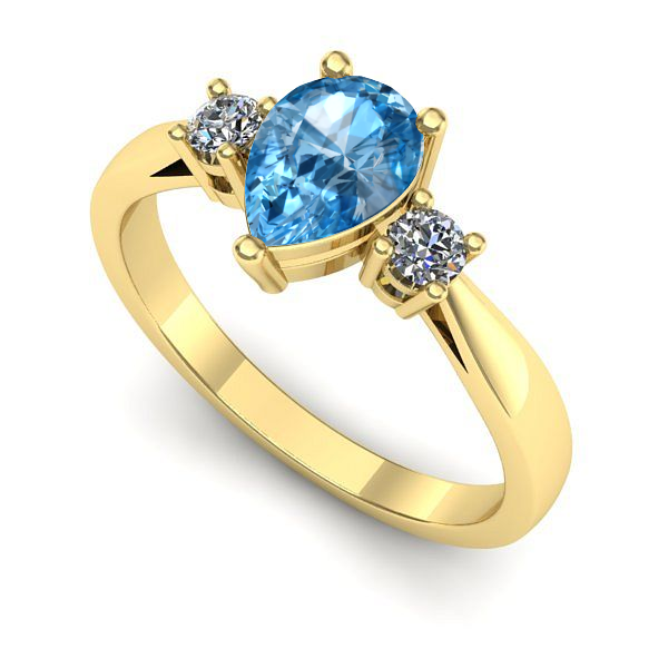 Inel din aur galben cu topaz blue