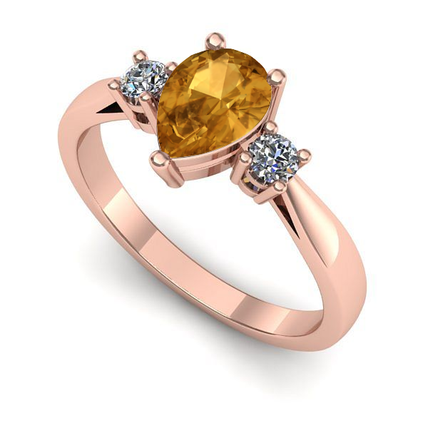 Inel de logodna din aur roz cu citrin